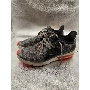 Nike Air Max Boys Sneaker Black Gray Red Lace Up Breathable Size 5.5Y